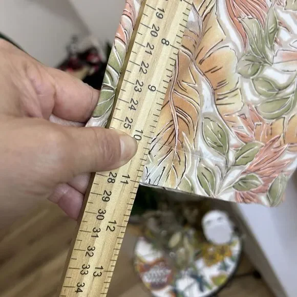 Vintage Pierre Cardin Hawaiian Shirt Button Up Orange Green Leaf Print Large - Picture 6 of 8